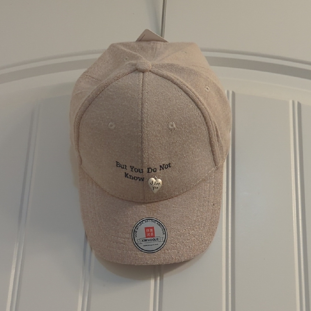 Beige Cap with Heart Charm